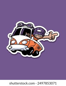 Keep Cruzin Cartoon Design Sticker