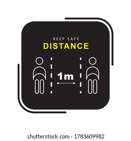 keep a distance of 1 m. stop covid 19. vector icon illustration