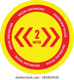 KEEP DISTANCE 2 METER - SOCIAL DISTANCE SIGN - VECTOR ILLUSTRATION, COVID-19 SIGNAGE FLOOR STICKER / LABEL