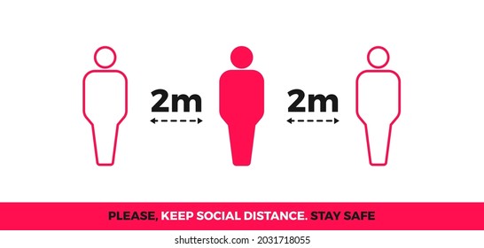 Keep Distance 2 Meters Stay Safe COVID Vector Label Set