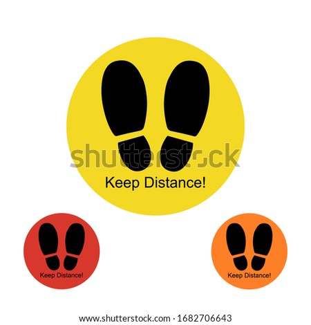 Keep distance color sign set icons footprint