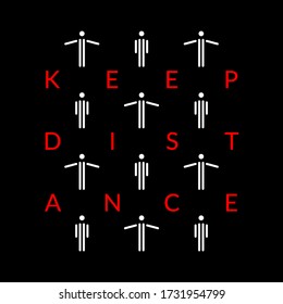 Mantén la distancia. Signo de precaución conceptual aislado en la huella vectorial negra.
