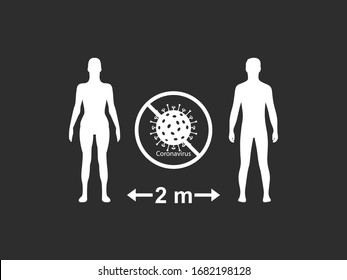 Keep distance, coronavirus. Vector illustration, flat design.