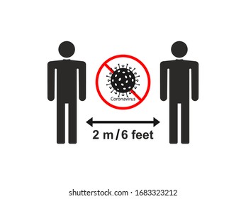 Keep distance, coronavirus. Vector illustration, flat design.