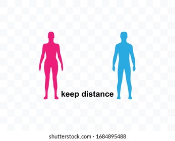 Keep distance, coronavirus. Vector illustration, flat design.