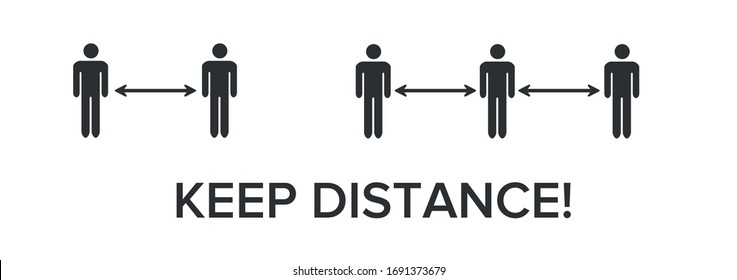 Keep distance from crowds or each other icon. Social distancing sign, can be used during coronavirus covid19 outbreak prevention