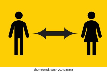 Keep distance from crowds or each other icon. Social distancing sign, can be used during coronavirus covid19 outbreak prevention