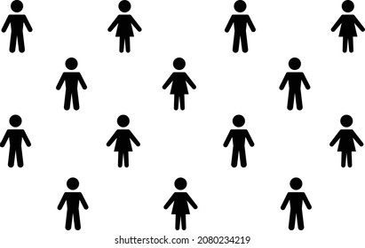 Mantener la distancia de las multitudes o de los otros iconos. Signo de distanciamiento social, se puede usar durante la prevención de brotes de coronavirus covid19