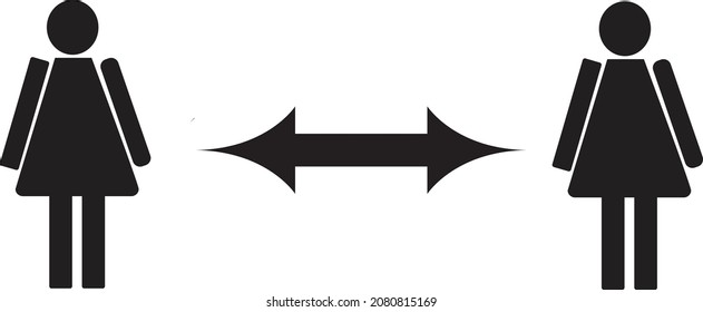 Keep distance from crowds or each other icon. Social distancing sign, can be used during coronavirus covid19 outbreak prevention 