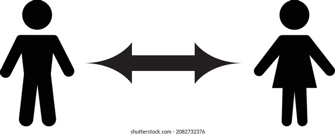 Keep distance from crowds or each other icon. Social distancing sign, can be used during coronavirus covid19 outbreak prevention 