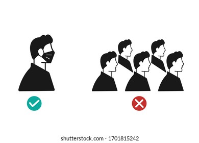 Keep distance icon, avoid crowd icon vector   