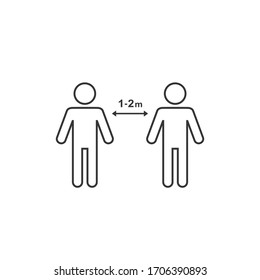 Keep distance icon. Coronovirus epidemic protective equipment. Preventive measures. Steps to protect yourself. Keep the 1 meter distance. Vector illustration