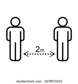 To keep distance icon. Covid-19, 2019-nCoV in China, Wuhan. Isolated on white background. Vector illustration eps10. Sign or symbol