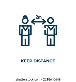 Keep distance icon. Linear vector illustration. Outline keep distance icon vector. Thin line symbol for use on web and mobile apps, logo, print media.