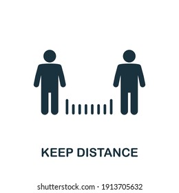 Icono Mantener distancia. Elemento monocromo de la nueva colección de normalidad. Icono de Mantener distancia para banners, infografías y plantillas.
