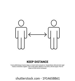 Keep distance icon, social distancing, coronavirus prevention