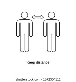 Mantener el vector de icono de distancia en fondo blanco. Icono negro