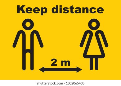 Keep distance illustration. Social Distancing icon. Quarantine measures sign. Coronavirus theme
