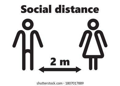 Keep distance illustration. Social Distancing icon. Quarantine measures sign. Coronavirus theme
