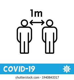 Keep distance line icon. Coronavirus, COVID-19