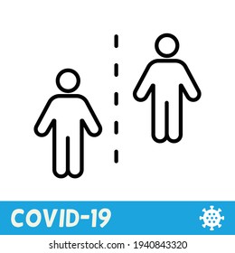 Keep distance line icon. Coronavirus, COVID-19