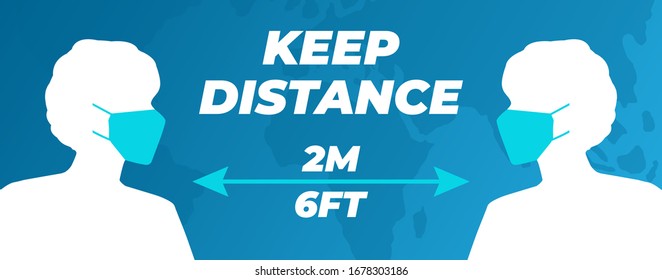 Keep Distance People 2 m or 6 feet Illustration