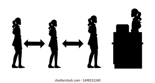 keep a distance in the queue.