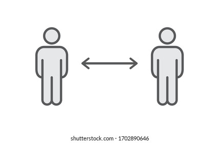 Keep distance sign. Coronavirus pandemic social distance. Preventive measures. Vector illustration.