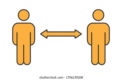 Keep distance sign. Coronavirus pandemic social distance. Preventive measures. Vector illustration.