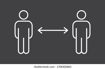 Keep distance sign. Coronavirus pandemic social distance. Preventive measures. Vector illustration.