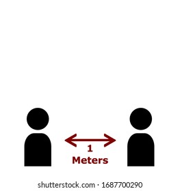 Keep distance sign. Coronovirus epidemic protective equipment. Preventive measures. Steps to protect yourself. Keep the 1 meter distance. Vector illustration.