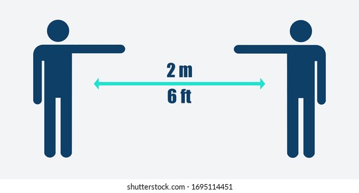 Keep distance sign. Coronovirus epidemic protective equipment. Preventive measures. Steps to protect yourself. Keep the distance. Vector illustration.