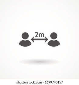 Keep distance sign. Coronovirus epidemic protective equipment. Preventive measures. Steps to protect yourself. Keep the 2 meter distance. Vector illustration. Social Distancing Icon Vector
