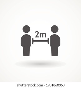 Keep distance sign. Coronovirus epidemic protective equipment. Preventive measures. Steps to protect yourself. Keep the 2 meter distance. Vector illustration. Social Distancing Icon Vector