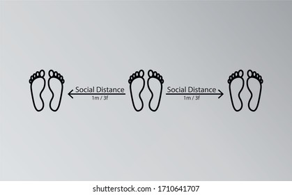 Keep distance sign. Coronovirus epidemic protective equipment. Preventive measures. Steps to protect yourself. Keep the 1 meter distance. Vector illustration.