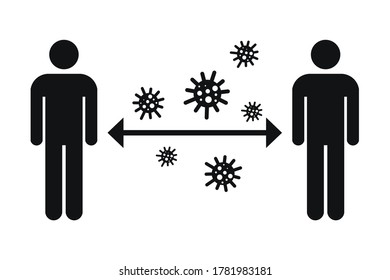 Keep distance sign. Coronovirus epidemic protective equipment. Preventive measures. Steps to protect yourself. Keep the 1 meter distance. Vector illustration.