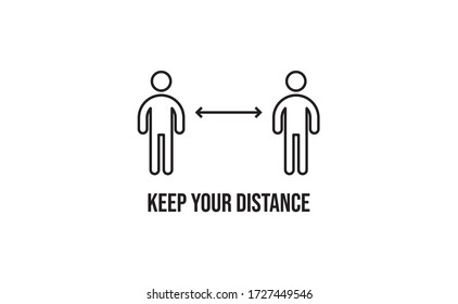 Keep distance sign. Please maintain social distancing. Coronavirus preventive measures to protect yourself. Vector illustration.