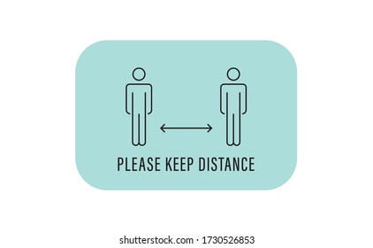 Mantener el signo de distancia. Por favor, mantengan el distanciamiento social. Medidas preventivas del coronavirus para protegerse. Ilustración vectorial.