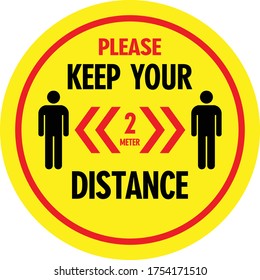 Keep the Distance Sign, Vector Illustration,  Precaution for Covid-19 situation, content :  Please keep your distance.