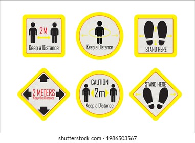 Mantener vector de signo de distancia. Juego de íconos de distanciamiento social. 