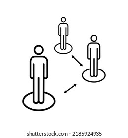 Keep distance, Social Distancing awareness social media campaign line logo or icon. Protection your self and save lives from COVID-19 or coronavirus.