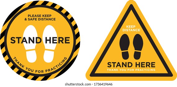 Keep Distance Stand Here Signage Icon