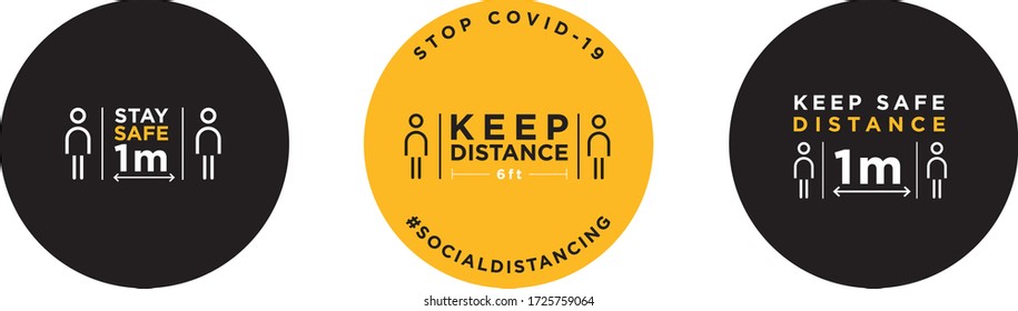 Keep distance stop Covid-19 signage icon