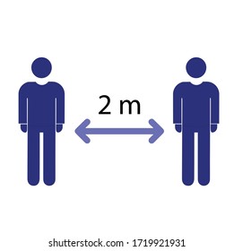 Two Meters Distance Between Two People Stock Vector (Royalty Free ...