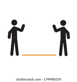 Keep a distance when communicating. Social distance to protect against the coronavirus epidemic. Prevention kovid-19. Stick man keeps a distance when meeting.