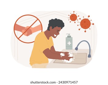 Keep distance if you are sick isolated concept vector illustration. Stay safe home, self isolation, pandemic state, wash your hands, desinfect surfaces, keep social distance vector concept.