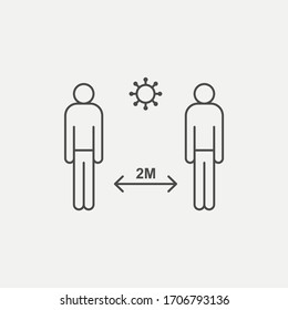 Keep a distance for your health at coronavirus line icon