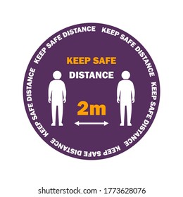 Keep distancing stop Covid-19 signage icon. Keep distancing sticker