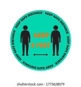 Keep distancing stop Covid-19 signage icon. Keep distancing sticker
