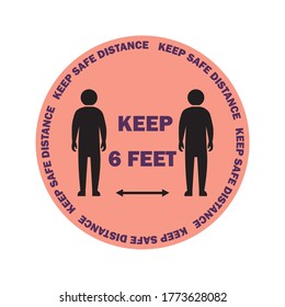 Keep distancing stop Covid-19 signage icon. Keep distancing sticker